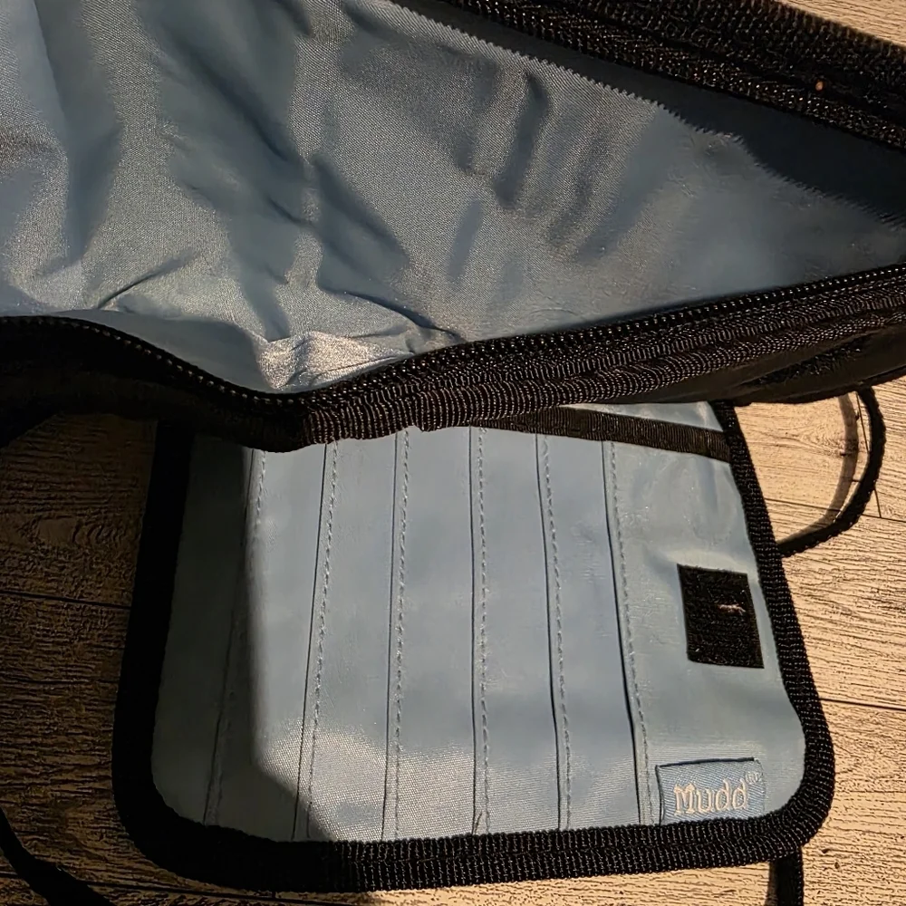 Mudd  Black Crossbody Pouch with Light Blue Handprint Logo